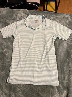 Izod Mint and White Striped Polo Shirt
